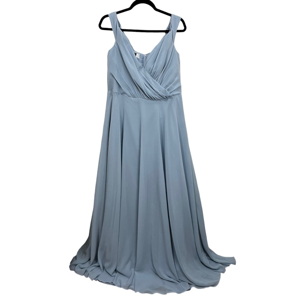 Davids Bridal Size 14 Dusty Blue Bridesmaids Maxi Dress Evening Formal Wedding
